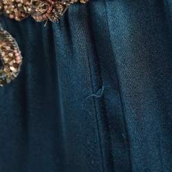 MARCHESA VOYAGE Blue Crystal Embellished Silk Satin Gown S