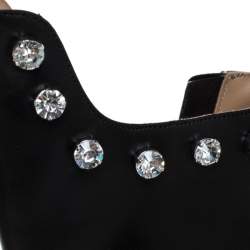 Marco De Vincenzo Black Leather And PVC Crystal Studded Trim Ankle Boots Size 41