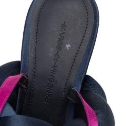 Marco de vincenzo Teal Blue Satin Braided Ankle Strap Sandals Size 39