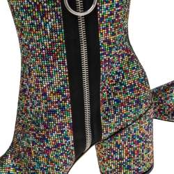 Marco de Vincenzo Multicolor Leather and Crystals Zip Ankle Boots Size 38 