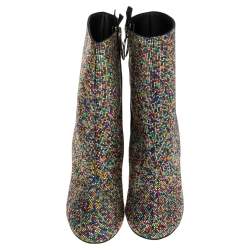 Marco de Vincenzo Multicolor Leather and Crystals Zip Ankle Boots Size 38 