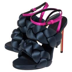 Marco de Vincenzo Multicolor Satin  Braided Rope Ankle Strap Sandals Size 36.5
