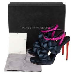 Marco de Vincenzo Multicolor Satin  Braided Rope Ankle Strap Sandals Size 36.5
