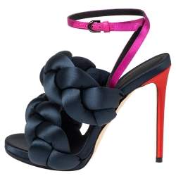Marco de Vincenzo Multicolor Satin  Braided Rope Ankle Strap Sandals Size 36.5