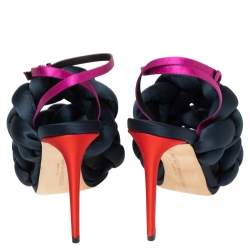 Marco de Vincenzo Multicolor Satin  Braided Rope Ankle Strap Sandals Size 37