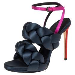 Marco de Vincenzo Multicolor Satin  Braided Rope Ankle Strap Sandals Size 37