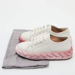 Marco De Vincenzo White/Pink Leather Low Top Sneakers Size 36