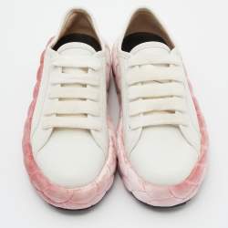 Marco De Vincenzo White/Pink Leather Low Top Sneakers Size 36