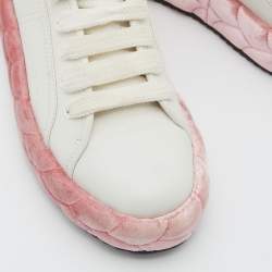 Marco De Vincenzo White/Pink Leather Low Top Sneakers Size 36