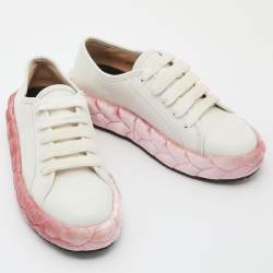 Marco De Vincenzo White/Pink Leather Low Top Sneakers Size 36