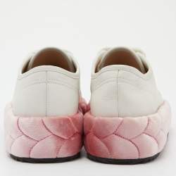 Marco De Vincenzo White/Pink Leather Low Top Sneakers Size 36