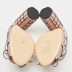 Marco de Vincenzo Pink Satin Embroidered Spider Web Mules Size 39