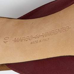 Marco de vincenzo Burgundy Satin Crystals Embellished Pointed Toe Mules Size 40