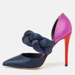 Marco de Vincenzo Multicolor Velvet  Braided Strap Pumps Size 38.5
