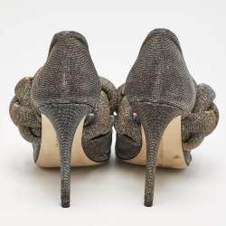 Marco de vincenzo Gold/Silver Lurex Fabric Braided D'orsay Pumps Size 38