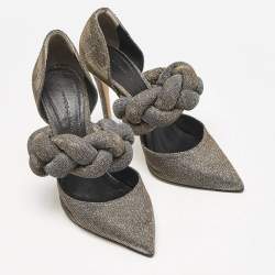 Marco de vincenzo Gold/Silver Lurex Fabric Braided D'orsay Pumps Size 38