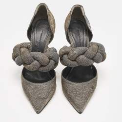 Marco de vincenzo Gold/Silver Lurex Fabric Braided D'orsay Pumps Size 38