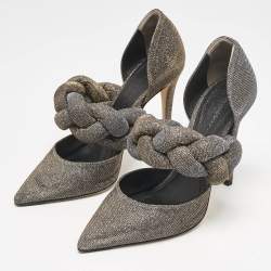 Marco de vincenzo Gold/Silver Lurex Fabric Braided D'orsay Pumps Size 38