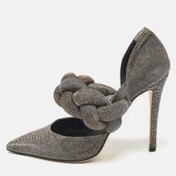 Marco de vincenzo Gold/Silver Lurex Fabric Braided D'orsay Pumps Size 38