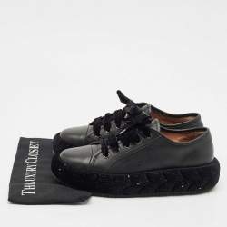 Pre Owned Marco De Vincenzo Black Leather Low Top Sneakers Size 40