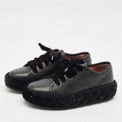 Pre Owned Marco De Vincenzo Black Leather Low Top Sneakers Size 40