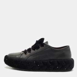 Pre Owned Marco De Vincenzo Black Leather Low Top Sneakers Size 40