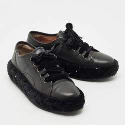 Pre Owned Marco De Vincenzo Black Leather Low Top Sneakers Size 40