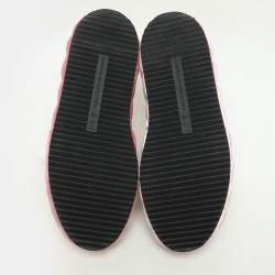 Pre Owned Marco De Vincenzo White/Pink Leather and Velvet Rope Sneakers Size 39.5