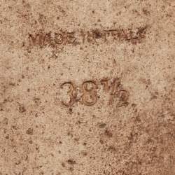 Pre Owned Marco de vincenzo Red Leather Ankle Strap Flats Size 38.5