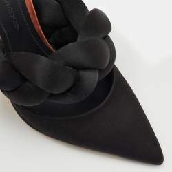 Pre Owned Marco de Vincenzo Black/Brown Satin Rope Pointed Toe Pumps Size 39