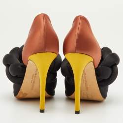 Pre Owned Marco de Vincenzo Black/Brown Satin Rope Pointed Toe Pumps Size 39