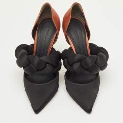 Pre Owned Marco de Vincenzo Black/Brown Satin Rope Pointed Toe Pumps Size 39