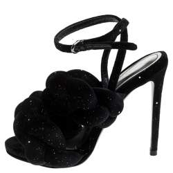 Marco De Vincenzo Black Velvet Rope Braided Rope Sandal Size 37