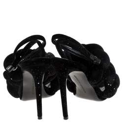 Marco De Vincenzo Black Velvet Rope Braided Rope Sandal Size 37