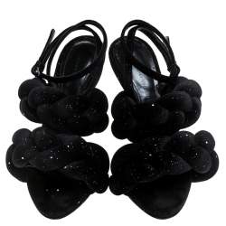 Marco De Vincenzo Black Velvet Rope Braided Rope Sandal Size 37