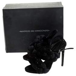 Marco De Vincenzo Black Velvet Rope Braided Rope Sandal Size 37
