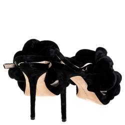 Marco De Vicenzo Black Velvet Braided Ankle Strap Sandals Size 35