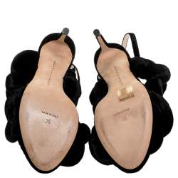 Marco De Vicenzo Black Velvet Braided Ankle Strap Sandals Size 35