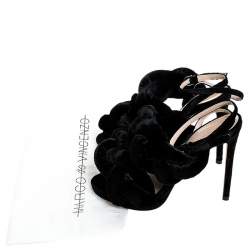 Marco De Vicenzo Black Velvet Braided Ankle Strap Sandals Size 35