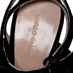 Marco De Vicenzo Black Velvet Braided Ankle Strap Sandals Size 35
