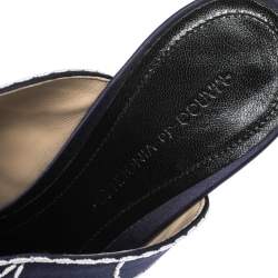 Marco de Vincenzo Blue Embroidered Satin Open Toe Block Heel Sandals Size 41
