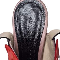 Marco de Vincenzo Multicolor Satin And Leather Butterfly Peep Toe Slingback Sandals Size 36