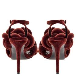 Marco de vincenzo Brown Velvet Braided Ankle Strap Sandals Size 39
