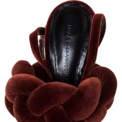 Marco de vincenzo Brown Velvet Braided Ankle Strap Sandals Size 39