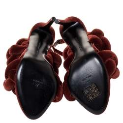 Marco de vincenzo Brown Velvet Braided Ankle Strap Sandals Size 39