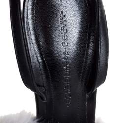 Pre Owned Marco De Vincenzo Multi Color Leather and Striped Faux Fur Slingback Sandals Size 38.5