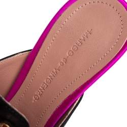 Pre Owned Marco de vincenzo Black Satin Embellished Pointed Toe Mules Size 38