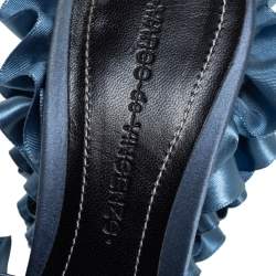 Marco de vincenzo Blue Satin Ruffle Mule Sandals Size 37.5