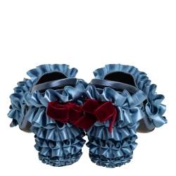 Marco de vincenzo Blue Satin Ruffle Mule Sandals Size 37.5