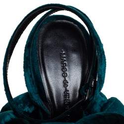 Marco de Vincenzo Teal Green Velvet Braided Ankle Strap Sandals Size 38.5